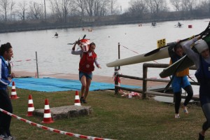 Eleonora Rebecchi durante un trasbordo